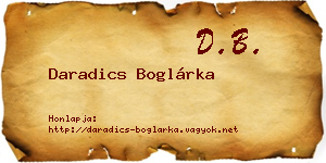 Daradics Boglárka névjegykártya